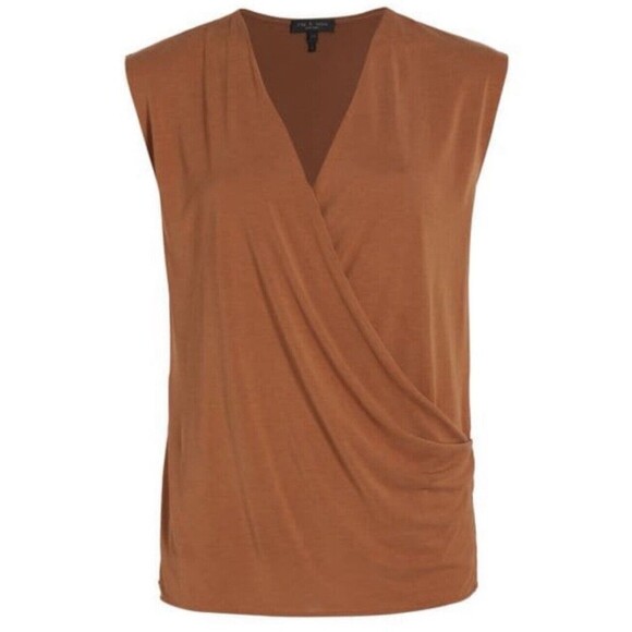 Rag & Bone Christy Drape Top In Light Brown Sz Small New - Picture 1 of 9